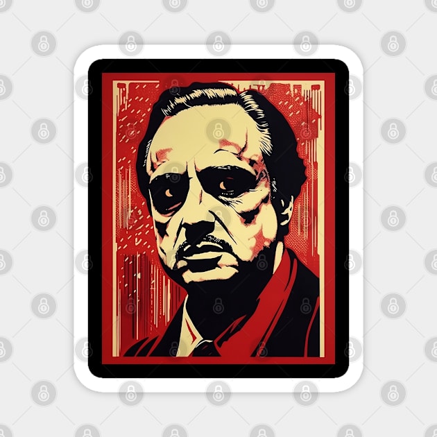 Don Corleone Linocut Magnet by pandas doing stuff