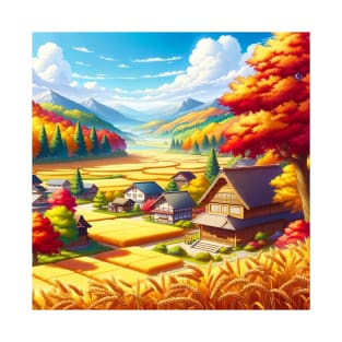 Autumn Countryside Anime Landscape T-Shirt