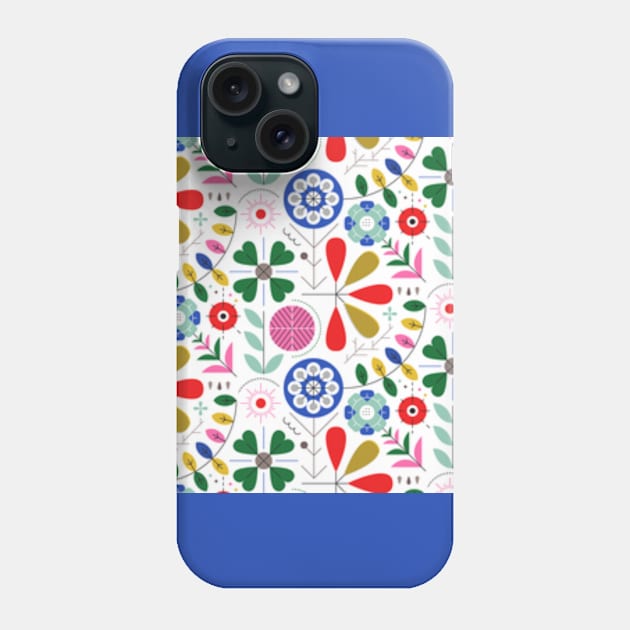 Scandinavian Floral Pattern Design Phone Case by Rengaw Designs