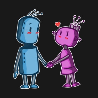 Cute Robot Love Nerd Heart Valentines Day Gift T-Shirt