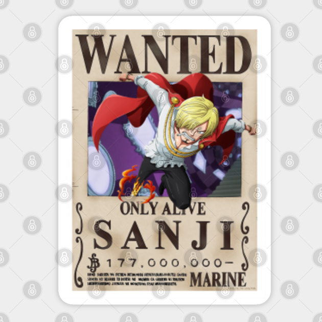 Sanji Wanted One Piece Sticker Teepublic