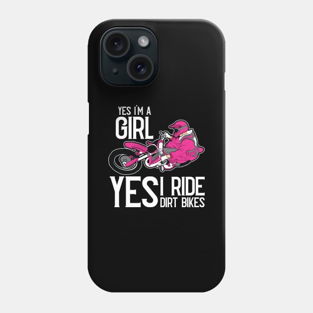 Yes I am A Girl Yes i Ride a Dirt Bike Rider Pink Motocross Phone Case by Riffize