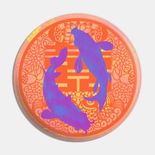 Double Happiness Koi Fish #7 with Purple Symbol - Hong Kong Pop Art Pin