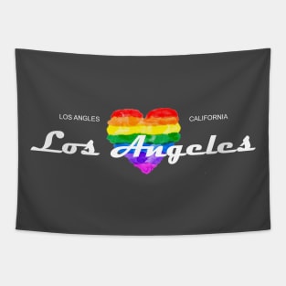 Los Angles,rainbow heart Tapestry