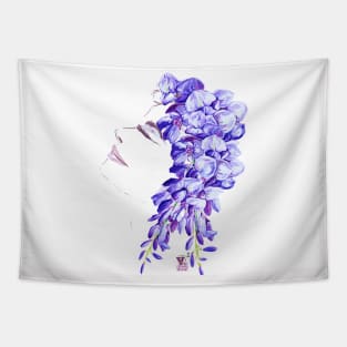 Woman in bloom: wisteria Tapestry