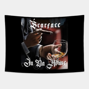 Scarface in Da house t shirt artwork Tapestry