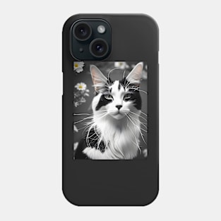 Black and White Cat - Modern Digital Art Phone Case