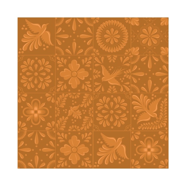 Dark Gold Talavera Tile Pattern by Akbaly by Akbaly