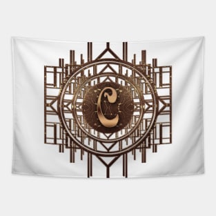 c letter golden initials gift idea in vintage glamour design Tapestry