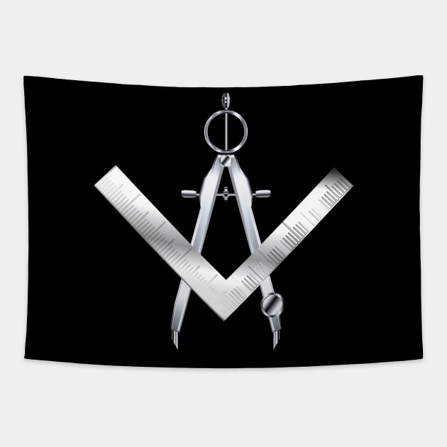 Masonic Styled Drafting  Square and Compass Tapestry by geodesyn