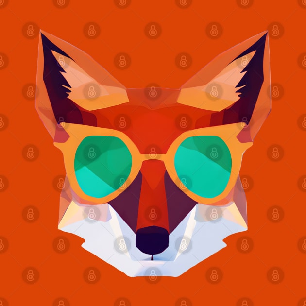 Cool Low Poly Fox wearing Sunglasses by Artist Rob Fuller