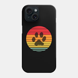 Paw print in a retro sunset Phone Case