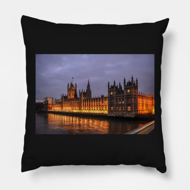 Palace of Westminster at night Pillow by lena-maximova