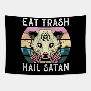 Eat Trash Hail Satan T-Shirt I Satanic Raccoon Tapestry