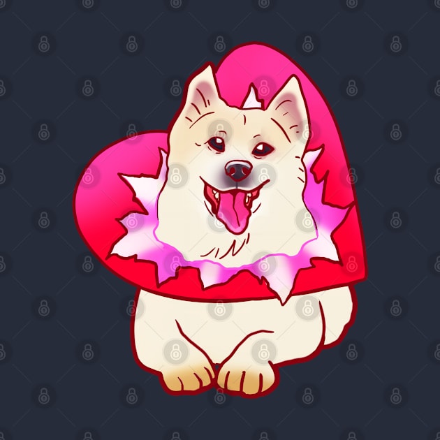 YOUR VALENTINE IS HERE (SHIBA SAMOYED) HEART PRESENT SHIRT by Angsty-angst