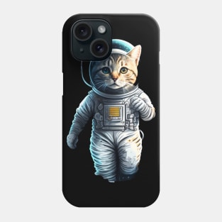 cute cat in the space with astronaut costume Phone Case