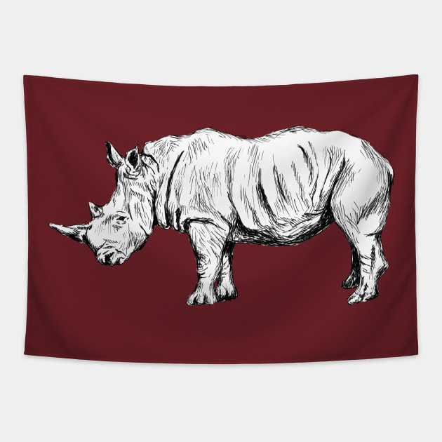 Rhinoceros Print Tapestry by rachelsfinelines