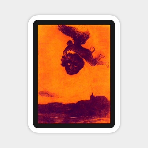 "Devil Take Head Air" by Odilon Redon (1876) TECHNICOLOUR REMASTERED Magnet by FineArtMaster