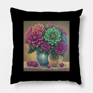 Dahlia Minimalist Flora Vintage Flora Since Flower Pillow