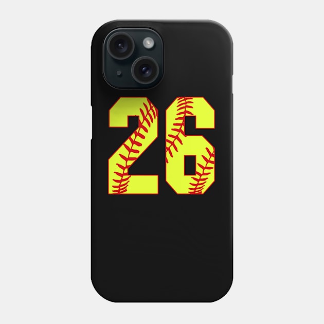 Fastpitch Softball Number 26 #26 Softball Shirt Jersey Uniform Favorite Player Biggest Fan Phone Case by TeeCreations