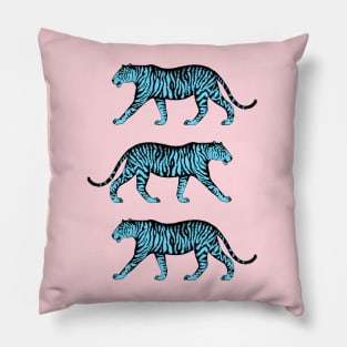 Three Tigers (Pink and Blue) Pillow