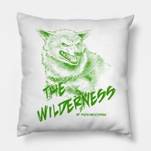 Wolf, The Wilderness- Green Design Pillow