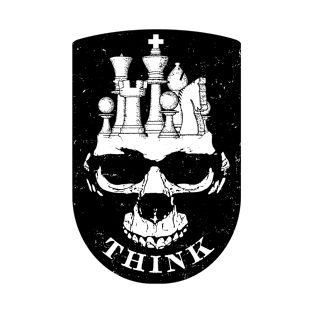 Think Chess Gothic Skull King Funny Chess Master Player T-Shirt