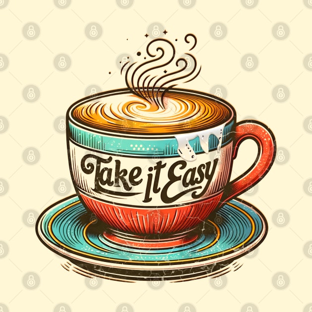 Take It Easy Coffee Lover Daily Reminder Casual Tee by JJDezigns