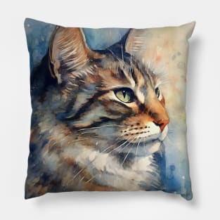 Cat Portrait Watercolor Pillow