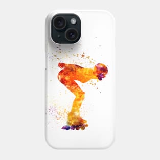Woman in roller skates in watercolor Phone Case