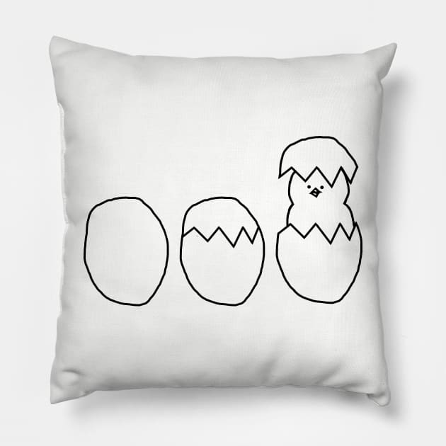 Easter Eggs with a Baby Chick Outline Pillow by ellenhenryart