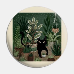 Cat and Plants Pin
