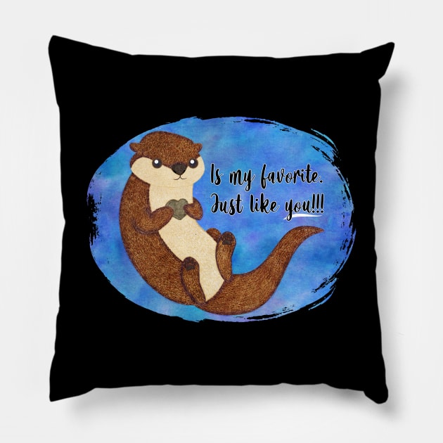 Otter Favorite Heart Rock Pillow by ViolaVixi