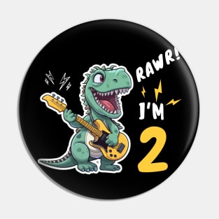 Kids Rawr I'm 2 2nd Birthday Dinosaur Boys Dino T Rex 2 Years Pin