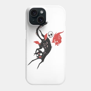 Black Cat Monster With Skull And Ghost Phone Case