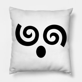 Spiral Dizzy Face - Black Pillow