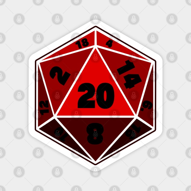 Red D20 Dice Magnet by TheQueerPotato