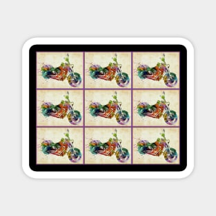 Motorcycle : Pop Art Abstract Whimsical Collage Print Magnet