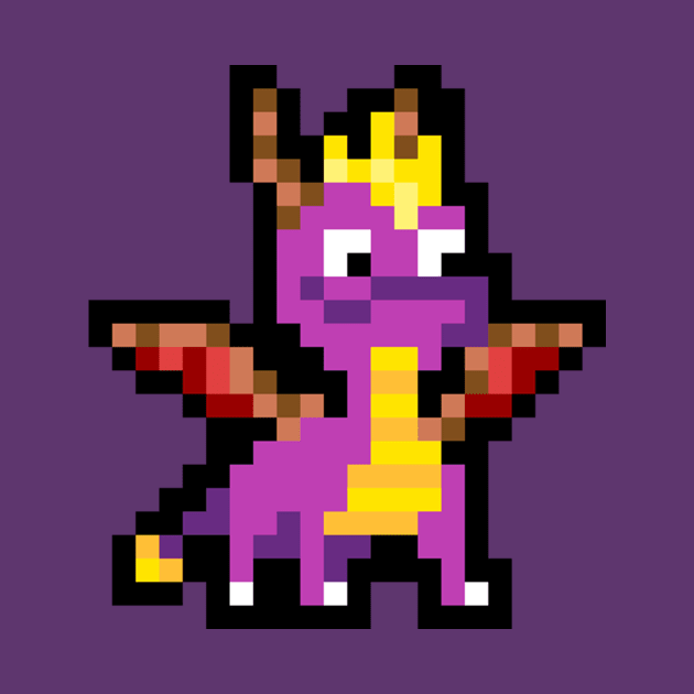 Spyro The Dragon 8-Bit Pixel Art Character by StebopDesigns