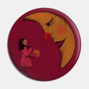 Girl And Moon Pin