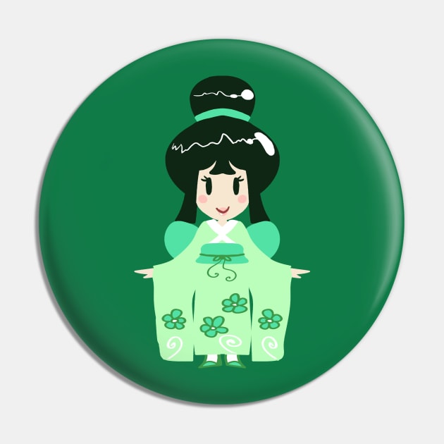 Green Kimono Girl Pin by saradaboru