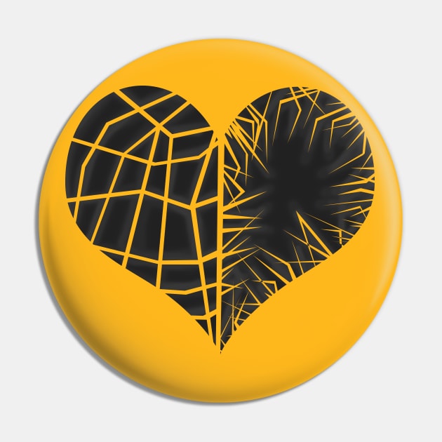 Black Broken Heart - Scratch & Cut Design Pin by ArtsoftheHeart