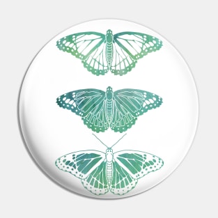 Butterfly Design in Blue and Green Paint Strokes Combo Pattern Pin