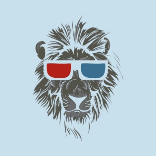 Lion Face wearing Stereoscopic 3D Glasses T-Shirt