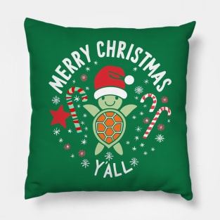 Merry Christmas Y'all - Tiny Turtle Xmas Pillow