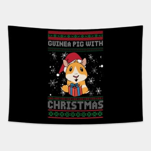 Ugly Christmas Guinea Pig present Funny Santa Pajama Tapestry