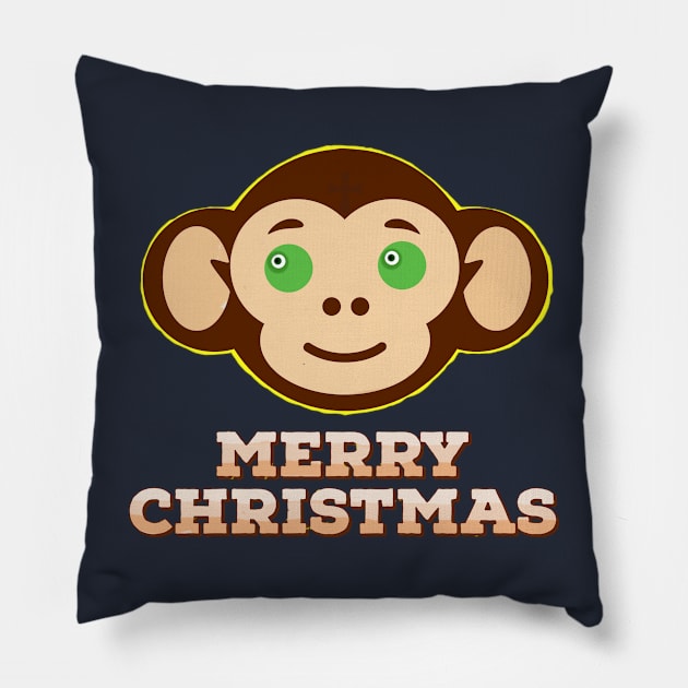 MERRY CHRISTMAS Planet Monkey Island Pillow by PlanetMonkey