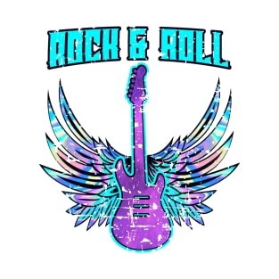 Rock and Roll ,Guitar and Angel Wings T-Shirt