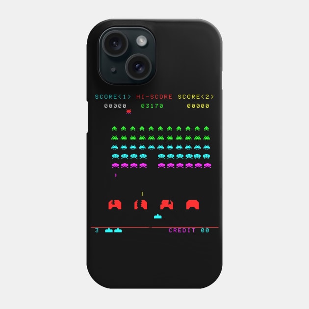 Colorful Space Invaders Phone Case by taguzga