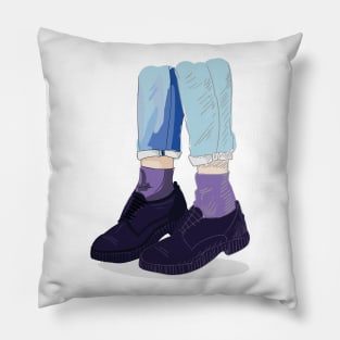 Blue Jeans Blue Shoe Sketch Pillow